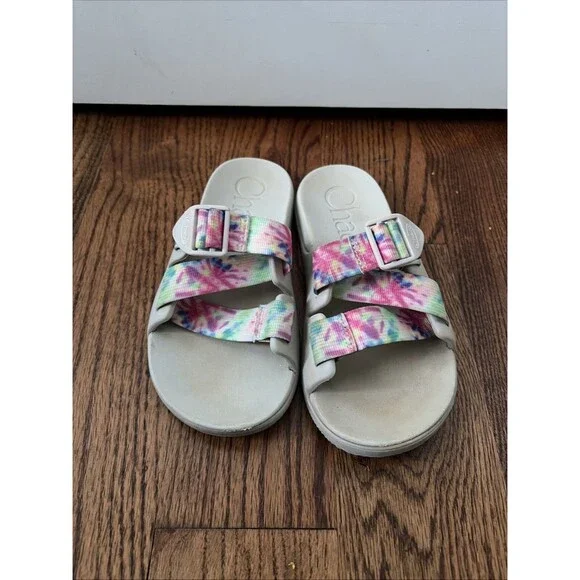 Chaco Women's Chillos Slide-on Sandal Light Tie Dye & Gray Size 6 - Picture 2 of 5